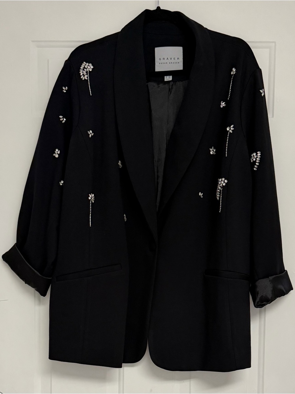 Susan Graver Black Embellished Women's Blazer